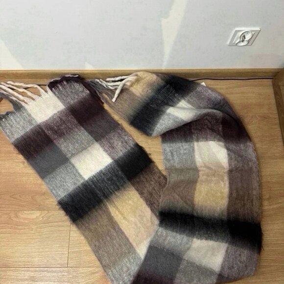 Acne Studios Plaid Wool Scarf – black / Brown Check - Picture 2 of 4